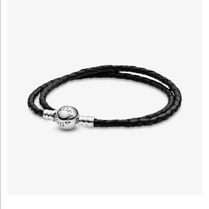 Authentic Pandora Black Leather Double Bracelet